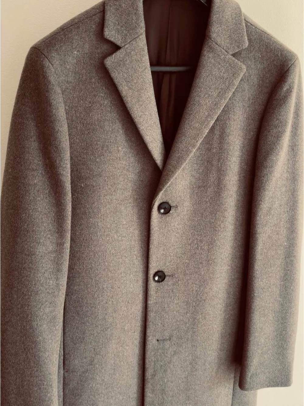 Reiss Taupe Single-Breasted Wool-Blend Trench Coat